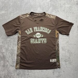 San Francisco Giants Camo‎ Shirt Mens L Brown MLB Baseball True Fan Short Sleeve